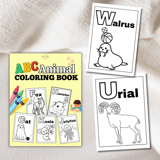 ABC Animal Coloring Book - Alphabet Coloring Page - Baby Shower Gift