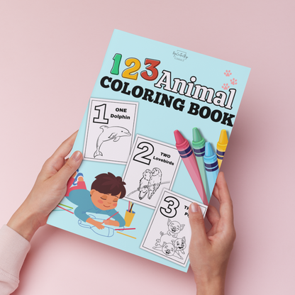 Numbers Coloring Book - 123 Animal Coloring Book - Baby Shower Game