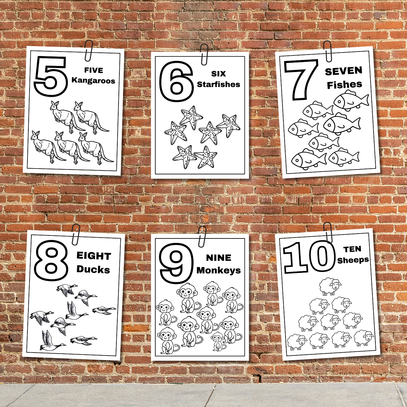 Numbers Coloring Book - 123 Animal Coloring Book - Baby Shower Game